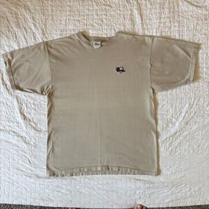 Vintage T Shirt Novelty Baseball Logo Tan Beige Mens Short Sleeve Tee